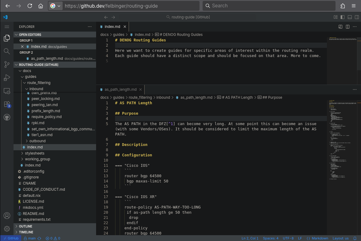 Preview of github.dev